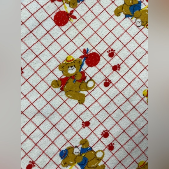 Vintage Dundee Baby Receiving Blanket Teddy Bear Grid Print 39x26 USA Cotton - Picture 9 of 11
